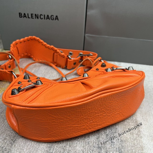 Balenciaga專櫃爆款Le Cagole半月牙腋下包餃子包 巴黎世家經典小號爆裂黑鱷金機車包 fyj1071